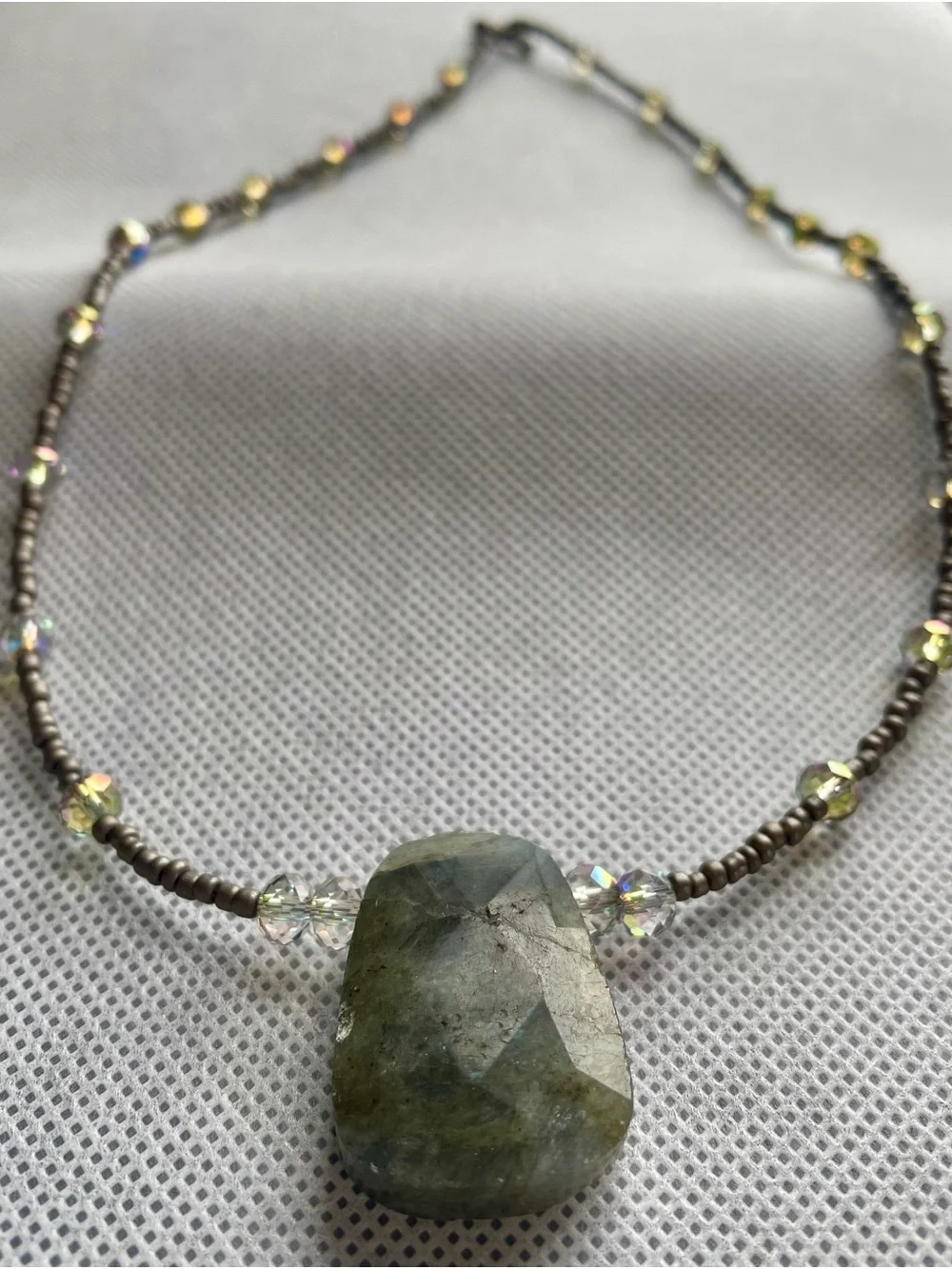 Labradorite Beaded Pendant Necklace in Green